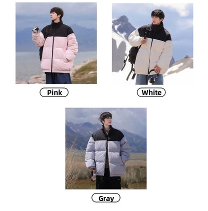 Thickened down Jacket Winter Warm Casual Outerwear for Couples Duck Feather New Youth Fashionable Short Sleeve Hooded A- Line