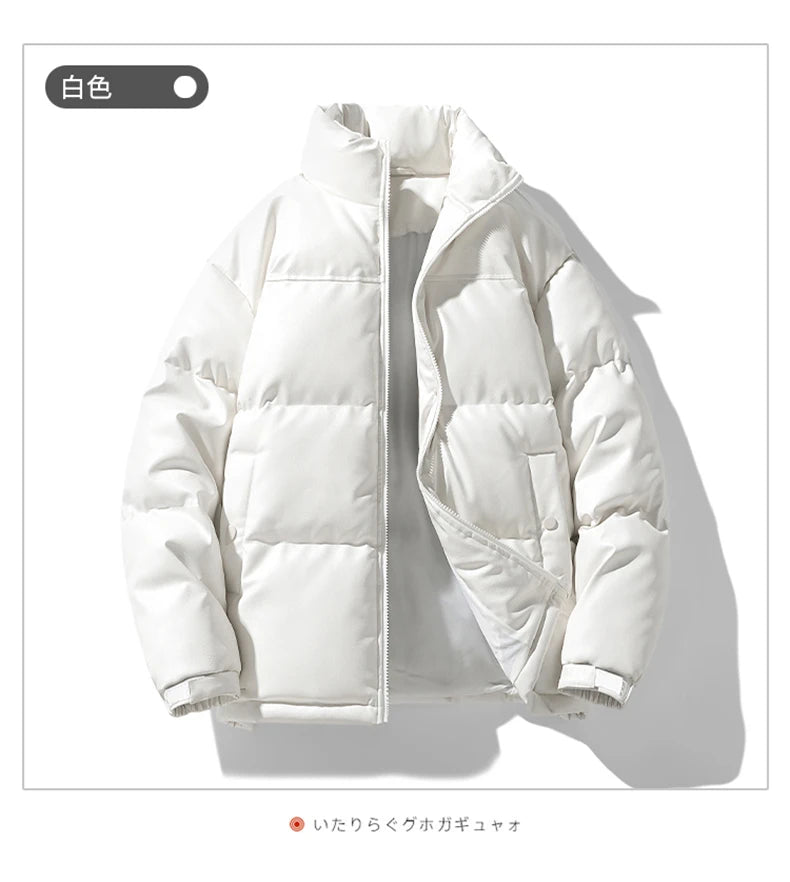 Short Parkas for Men Autumn Winter Down Cotton-Padded Thickened Stand Collar Puffer Jacket New Style Bread Jacket Casual Coat