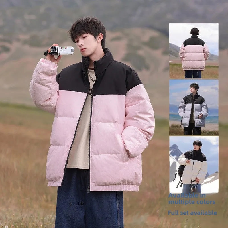 Thickened down Jacket Winter Warm Casual Outerwear for Couples Duck Feather New Youth Fashionable Short Sleeve Hooded A- Line