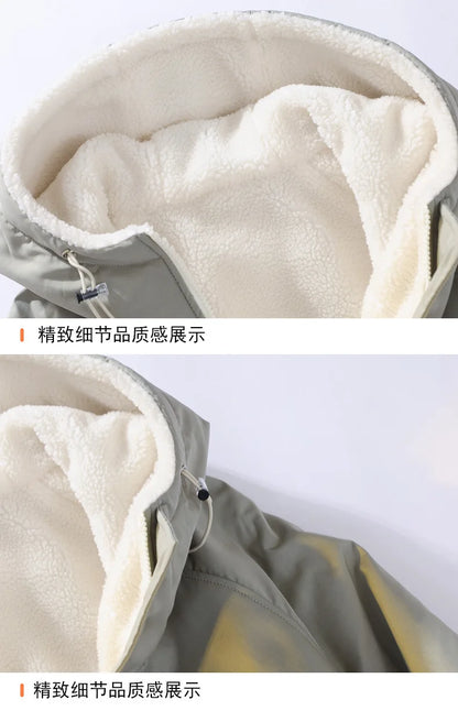 Unisex Reversible Lamb Fleece Hooded Jacket Winter