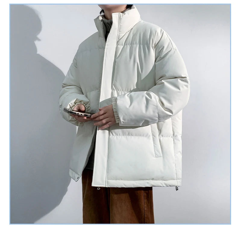 5 Colors Winter Warm Men's Puffer Jacket Loose Couple Outdoor Coat Thick Parkas Zipper Stand Collar Male Padded Down Outwear