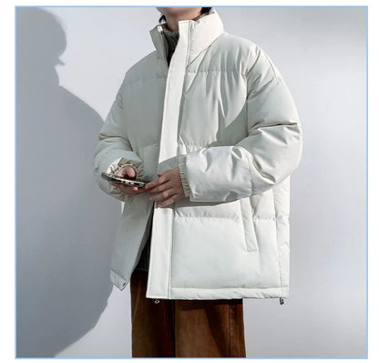 5 Colors Winter Warm Men's Puffer Jacket Loose Couple Outdoor Coat Thick Parkas Zipper Stand Collar Male Padded Down Outwear