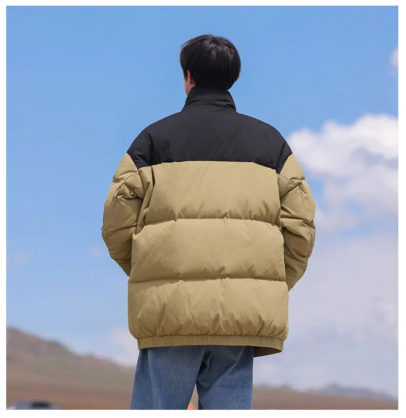 Thickened down Jacket Winter Warm Casual Outerwear for Couples Duck Feather New Youth Fashionable Short Sleeve Hooded A- Line