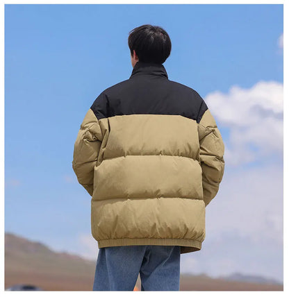 Thickened down Jacket Winter Warm Casual Outerwear for Couples Duck Feather New Youth Fashionable Short Sleeve Hooded A- Line