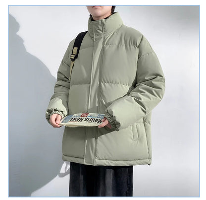 5 Colors Winter Warm Men's Puffer Jacket Loose Couple Outdoor Coat Thick Parkas Zipper Stand Collar Male Padded Down Outwear
