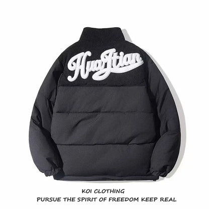 Corduroy Patchwork Cotton Jacket Men's Winter Thickened Bread Coat American Trend Casual Collar Cotton Clothes