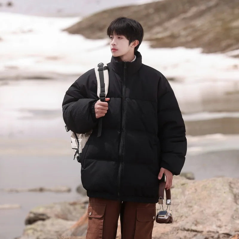 Thickened down Jacket Winter Warm Casual Outerwear for Couples Duck Feather New Youth Fashionable Short Sleeve Hooded A- Line