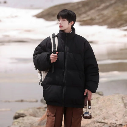 Thickened down Jacket Winter Warm Casual Outerwear for Couples Duck Feather New Youth Fashionable Short Sleeve Hooded A- Line