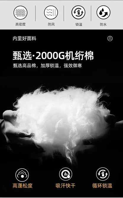 Male Solid Color Stand Collar Cotton Jacket Men Windproof Winter Thick Warm Parka Coat Men's Cotton Coat Thick Mens Warm Clothes