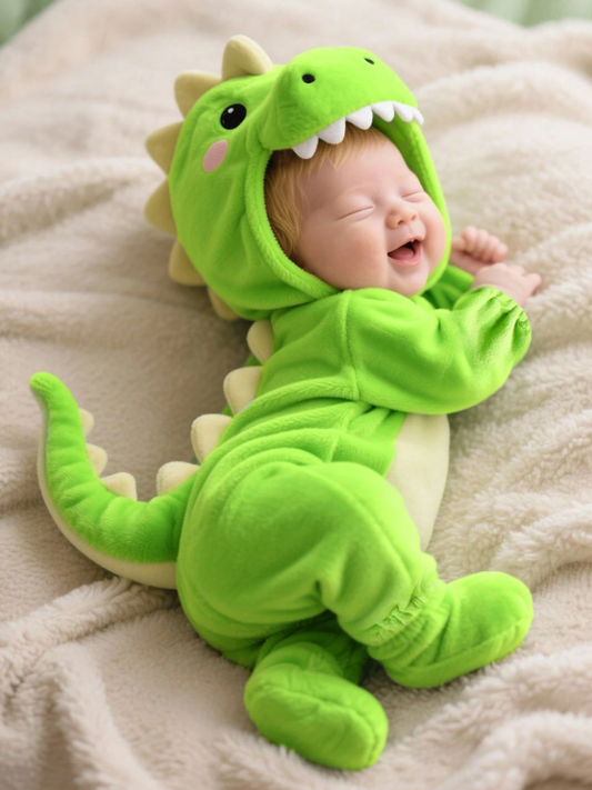 Persoplay Kids Newborn Cute Funny Crystal Plush 3D Dinosaur Shaped Romper With Long Sleeve And Pants