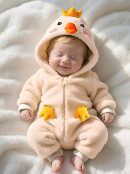 Newborn Cute 3D  Design Outfit, Including 3D Hat, 3D Hand Design, Long Sleeve Bodysuit, And Long Pants