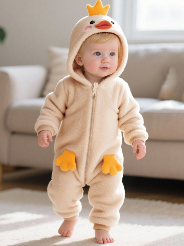 Newborn Cute 3D  Design Outfit, Including 3D Hat, 3D Hand Design, Long Sleeve Bodysuit, And Long Pants