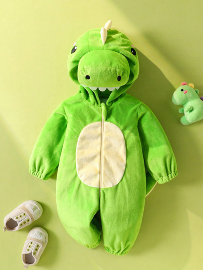 Persoplay Kids Newborn Cute Funny Crystal Plush 3D Dinosaur Shaped Romper With Long Sleeve And Pants