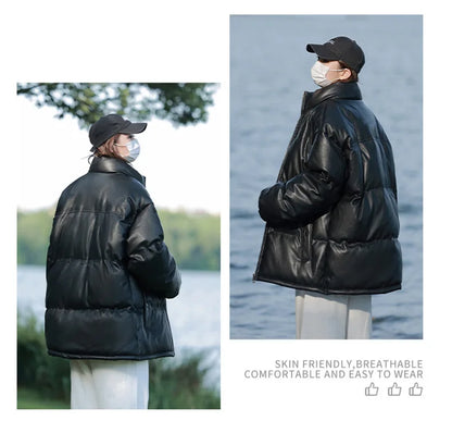 New Style Couple's Autumn-winter Short-sleeved Cotton Coat for Men, Long Collar, Warm Cotton Coat for Men Men's Jacket