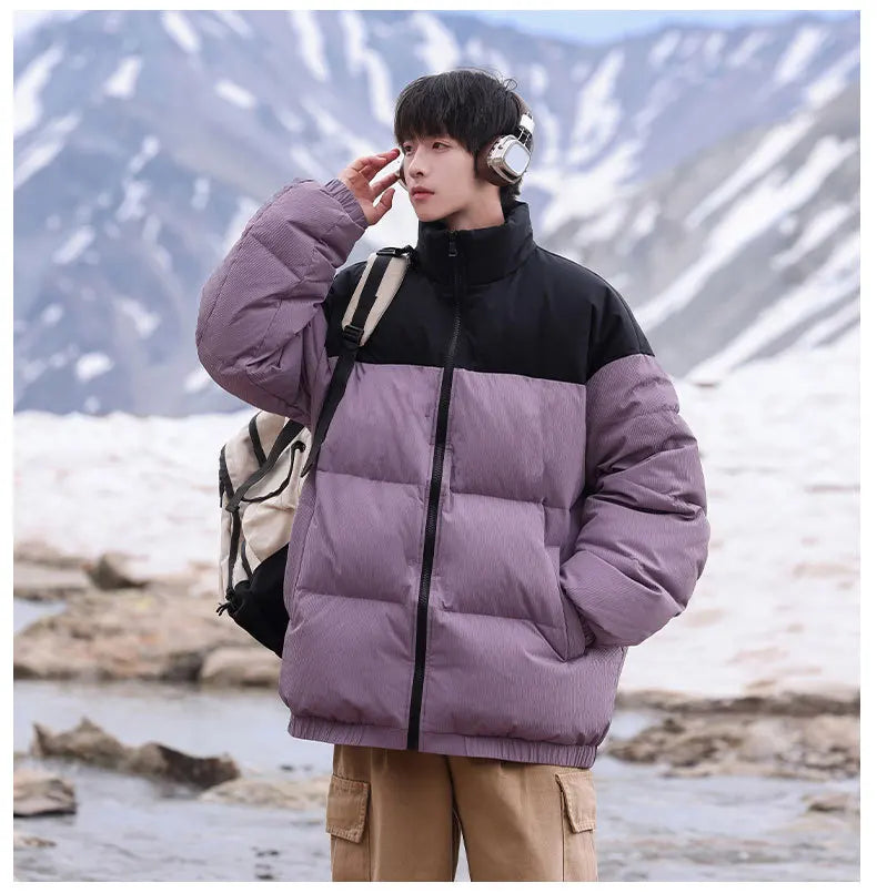Thickened down Jacket Winter Warm Casual Outerwear for Couples Duck Feather New Youth Fashionable Short Sleeve Hooded A- Line