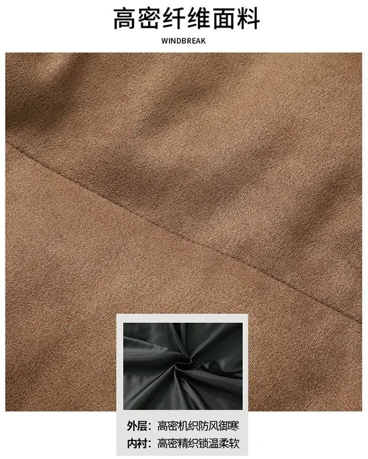 Thicken Warm Winter Jacket Men Women Suede Fabric Stand Collar Cotton Padded  Jacket Casual Loose Solid Windproof Bread Coats