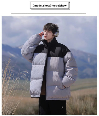 Thickened down Jacket Winter Warm Casual Outerwear for Couples Duck Feather New Youth Fashionable Short Sleeve Hooded A- Line