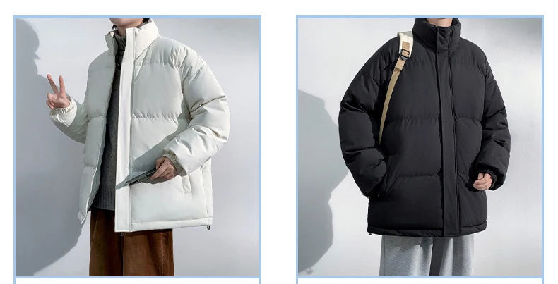 5 Colors Winter Warm Men's Puffer Jacket Loose Couple Outdoor Coat Thick Parkas Zipper Stand Collar Male Padded Down Outwear