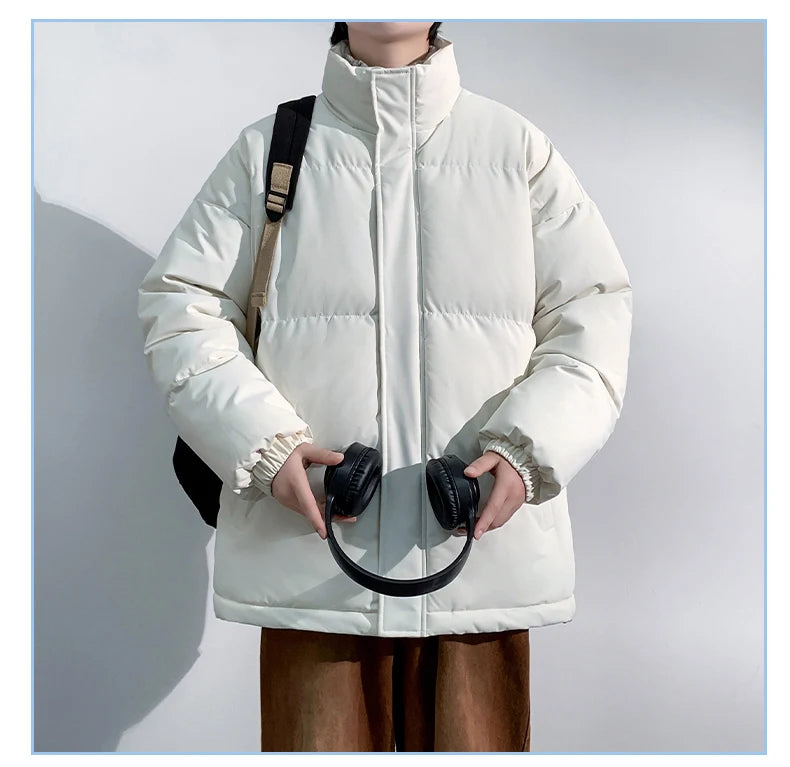 5 Colors Winter Warm Men's Puffer Jacket Loose Couple Outdoor Coat Thick Parkas Zipper Stand Collar Male Padded Down Outwear