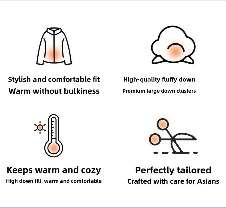 Thickened down Jacket Winter Warm Casual Outerwear for Couples Duck Feather New Youth Fashionable Short Sleeve Hooded A- Line